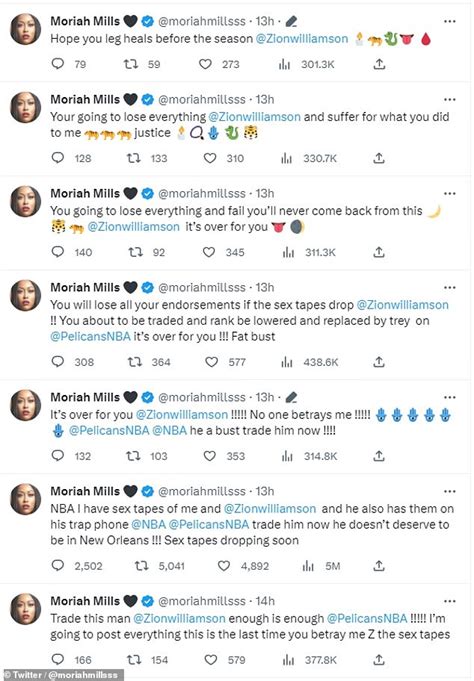 moriah mills and zion williamson|Moriah Mills Twitter suspended after Zion Williamson sex